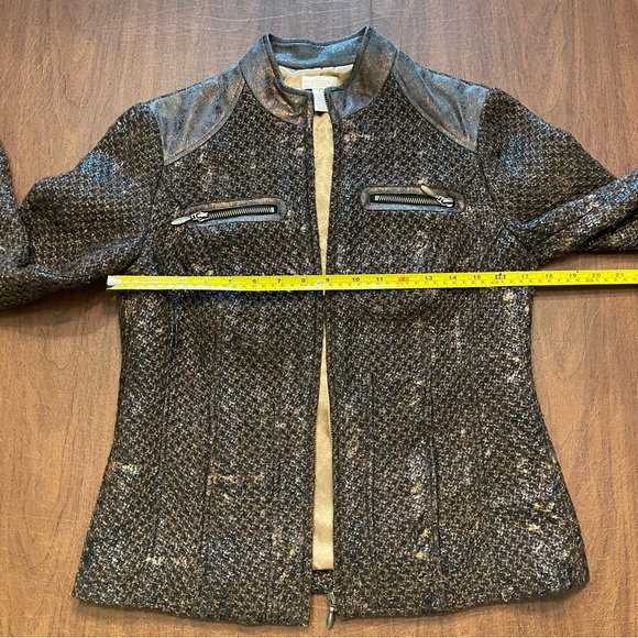 Chico’s Women’s Brown Metallic Tweed Zip Front Lined Jacket Blazer Size 0 S/4 - Picture 13 of 15